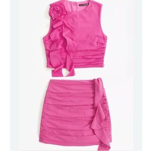 Abercrombie & Fitch Pink Raspberry Rose Rosette Skort / Tank Set Size M